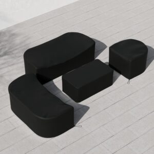 600D Tough Canvas Waterproof Outdoor Patio Furniture Set Covers in Black