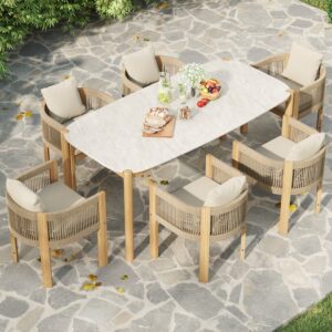 Boheva Concrete & Teak Rope Weave Outdoor Dining Set
