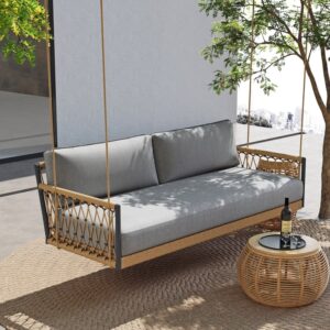 Ropipe Outdoor Aluminum & Rope Weave 2-Seater Swing Sofa in Dark Gray