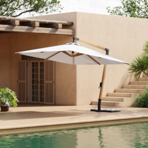 Tevara 118" Cantilever Umbrella Outdoor Patio Offset Umbrella in White