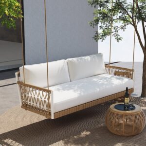 Ropipe Outdoor Aluminum & Rope Weave 2-Seater Swing Sofa in White