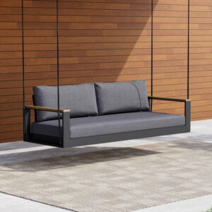 Tevara Outdoor Aluminum 2-Seater Hanging Swing Chair in Gray