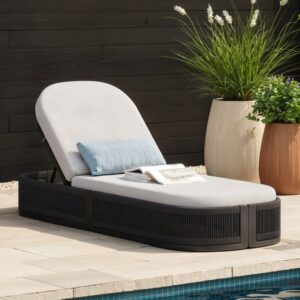 Costra Outdoor Aluminum & Rope Weave Reclining Chaise Lounge in Black
