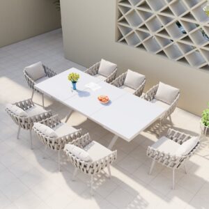9-Piece Extendable Outdoor Dining Set with 8 Chairs