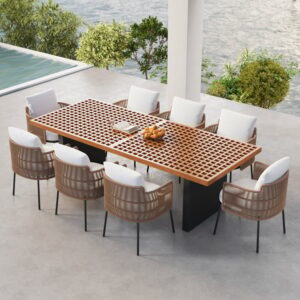 Grida Teak & Resin Rattan Outdoor Dining Set for 8