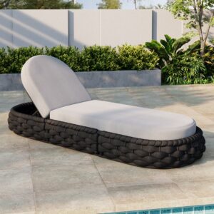 Cocaro Outdoor Aluminum & Rope Weave Adjustable Chaise Lounge in Dark Gray