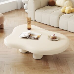 Modern Off-White Cloud-Shaped Coffee Table for Living Room (39.4")