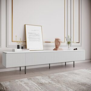 Modern 1800mm TV Stand with Drawers Line Media Console with Black Metal Legs