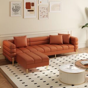 Axial 2300mm Faux Leather 3-Seat Chaise Sofa with Ottomans