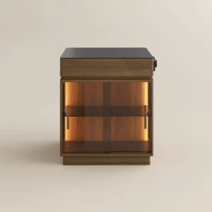 31.5'' Kitchen Island with Matte Travertine Sintered Stone Top & Adjustable LED Lights, Wood Grain Kitchen Island & Bar Table, Kitchen Island with Storage on Both Sides, Portable Kitchen Island with Storage, Walnut Antique Kitchen Island