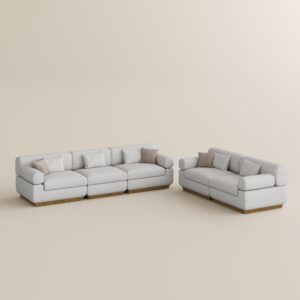Armless Storage Modular Waterproof Chenille Sofa Set Modern Beige Couch
