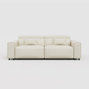 97″ Electric Extending Couch Power Loveseat Sofa Bed Sleeper Sofa, Sectional Sofa Couch with Track Arm, 2 Couch Pillows, Anti-scratch & Water-proof, Beige