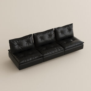 73 inch Black Leather Tufted Loveseat Sofa with Adjustable Backrest, Extendable Sofa Waterproof & Stain-Resistant Couch