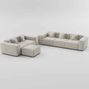 Power Extendable Sofa Matching Ottoman – Beige Eco-friendly Leather, Custom-sized for Power Version, Essential Modular Couch Accessory, Living Room
