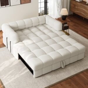 1670mm Boucle Convertible Pull out Sofa Bed Couch 2 Seater