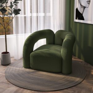 Green Boucle Accent Chair Modern Modular Arm Chair
