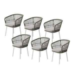 Outdoor Rope Weave Dining Chairs with Cushions, Set of 2